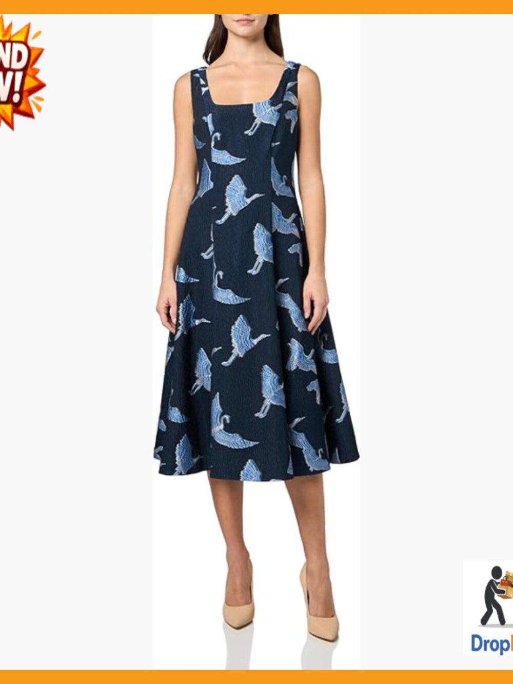 Flared Casual Dress Square Neck Elegant Minimal Chic Day to Night Wear
